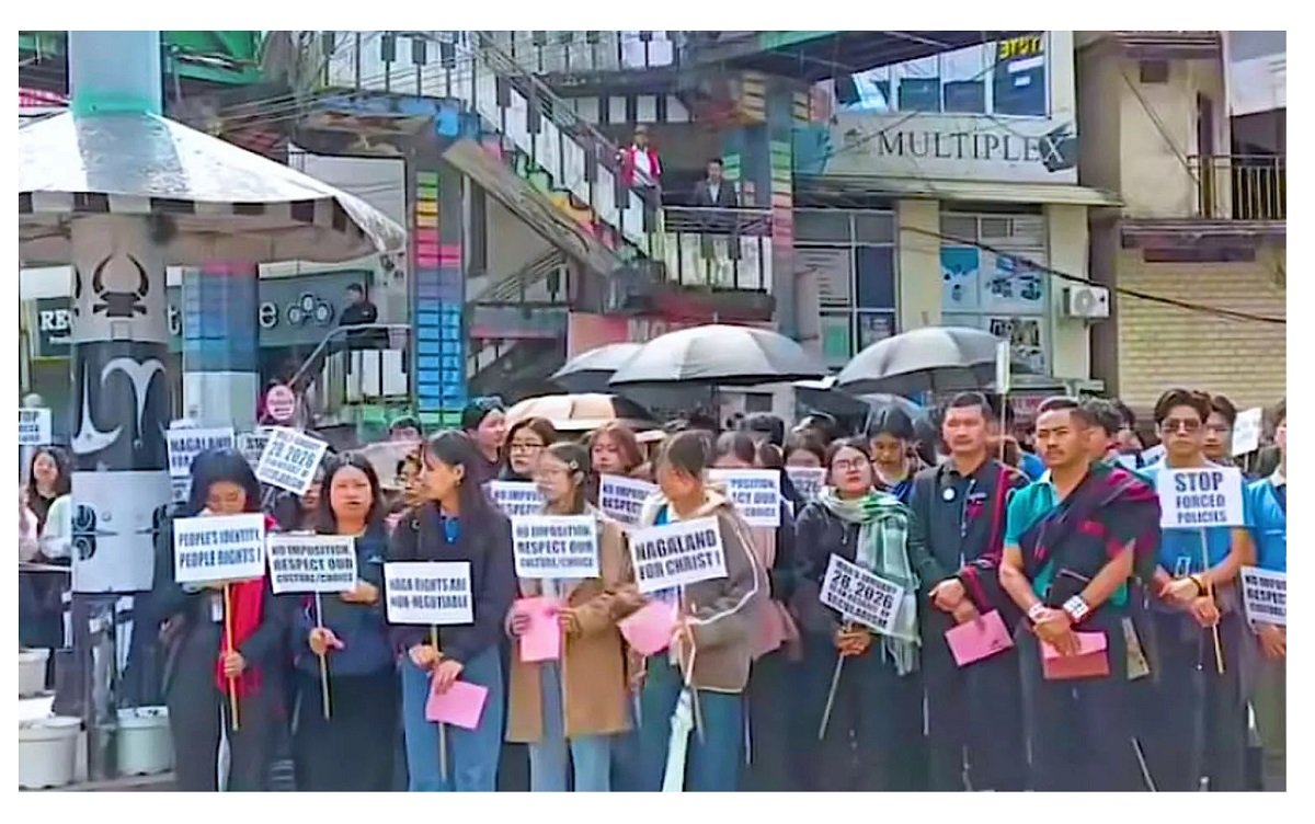 Naga Students’ Federation Leads Rally in Kohima Against ‘Vande Mataram’ Directive, Cites Religious Freedom Concerns