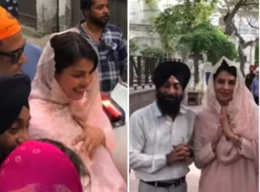 Priyanka Chopra Radiates Grace in Blush Pink Suit During Golden Temple Visit