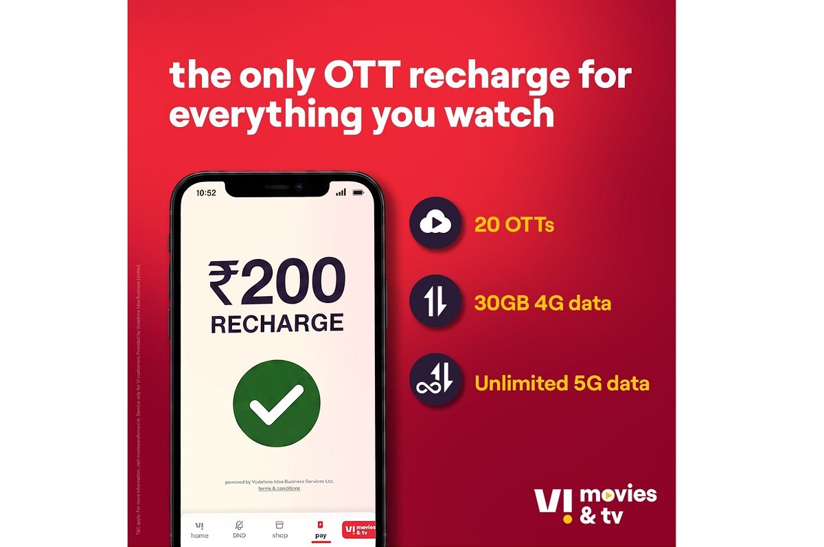 Vi launches Rs. 200 entertainment pack with 20 OTT platforms and 30GB data